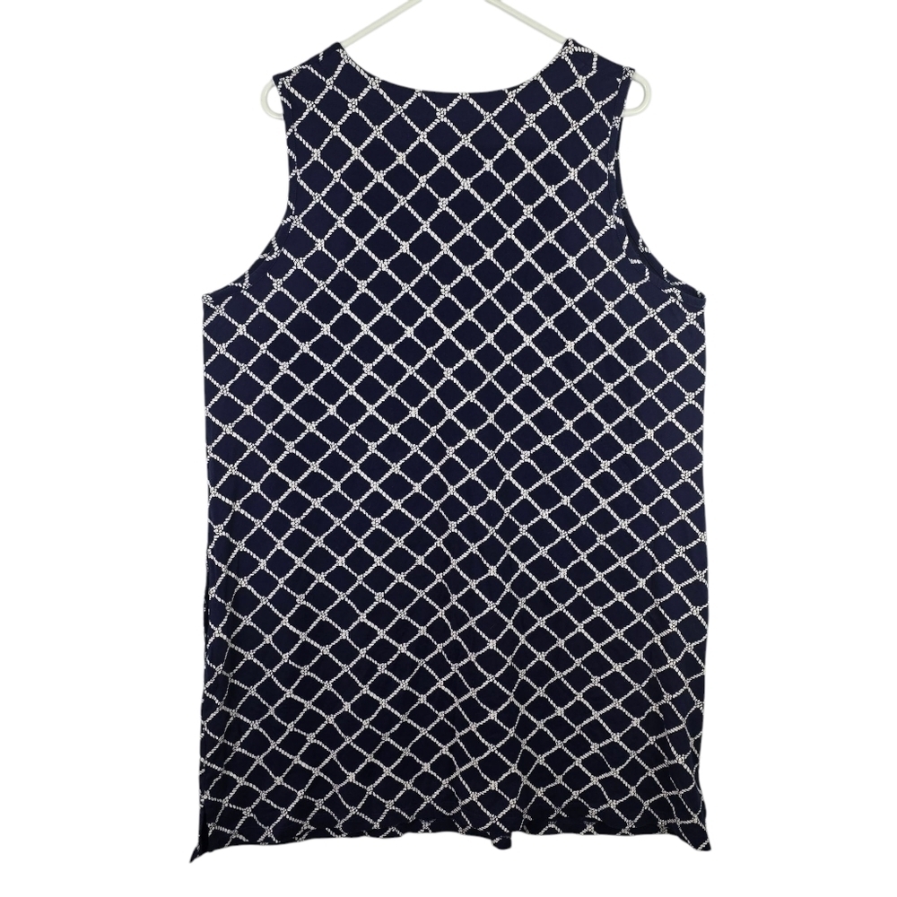 Lands' End Women's Navy White Rope Print Sleeveless Dress w/ Pockets Size 1X - Picture 2 of 11